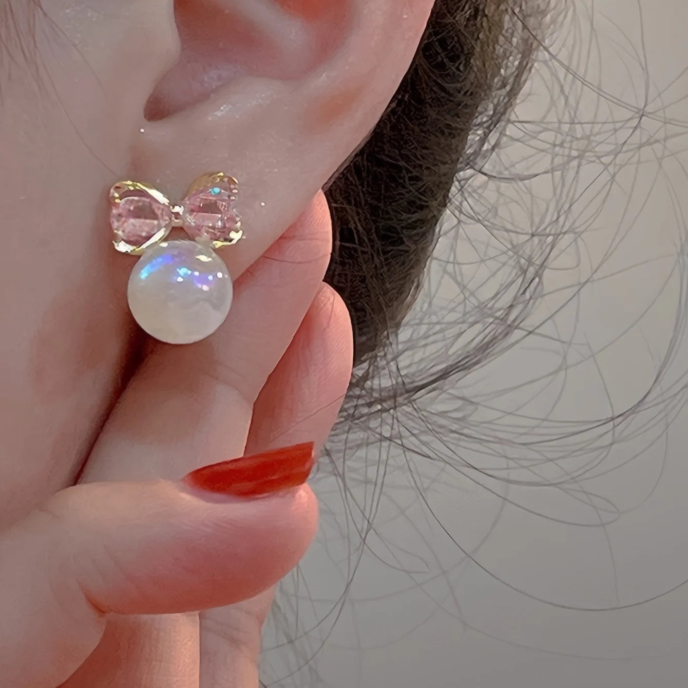 Elegant Bowknot Pearl Stud Earrings