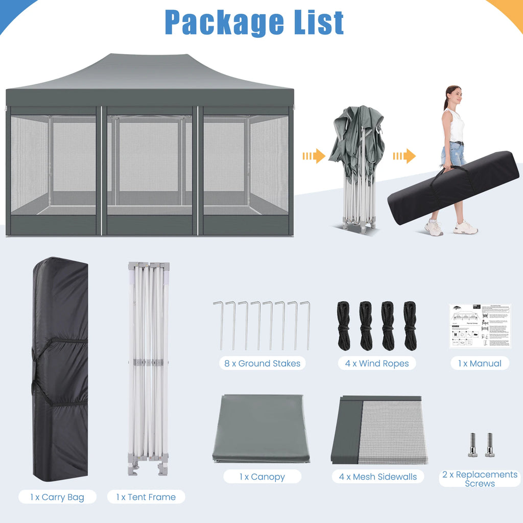 10x15 FT Heavy Duty Pop Up Canopy