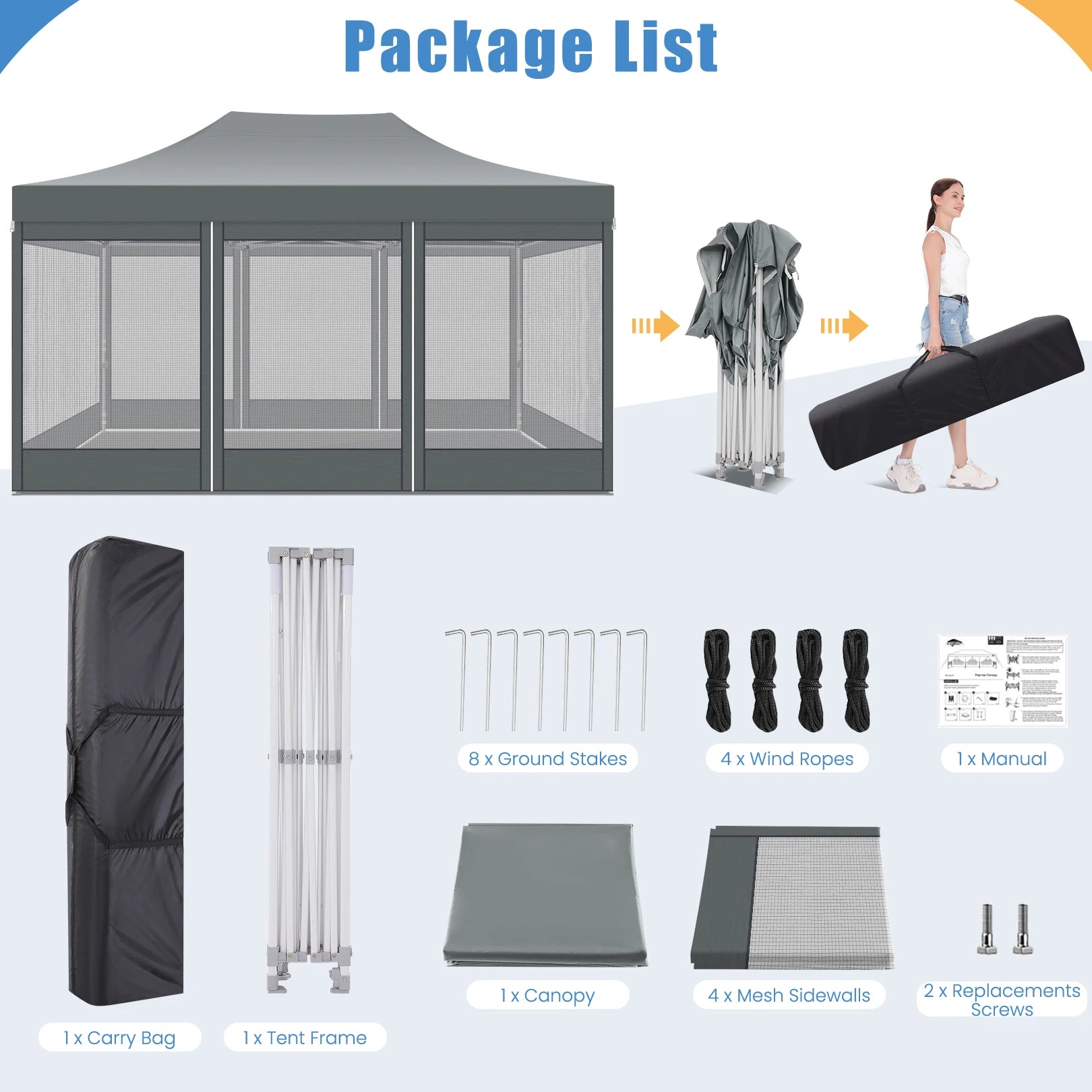 10x15 FT Heavy Duty Pop Up Canopy
