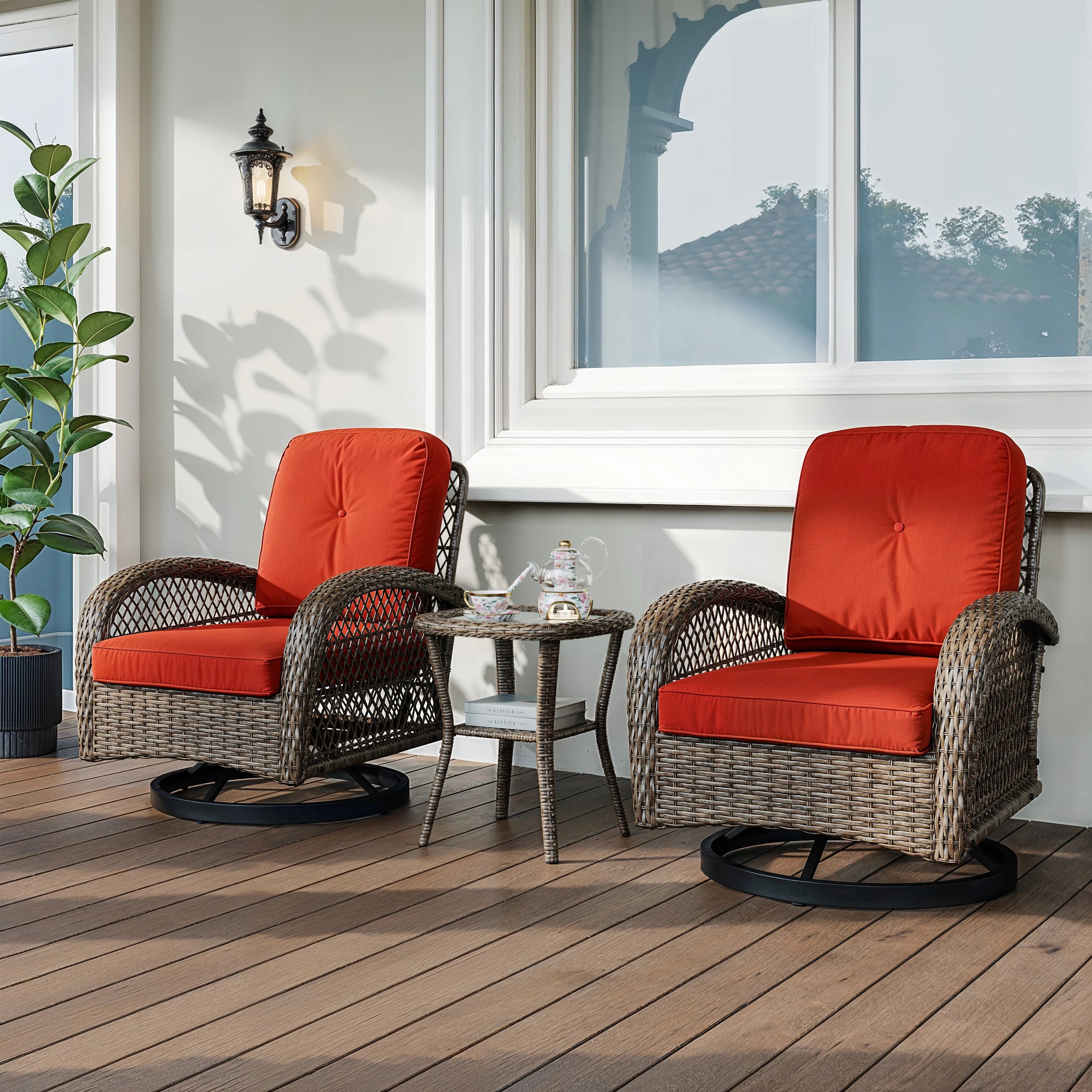 Bistro Set. Rotating Rocking Chair Set