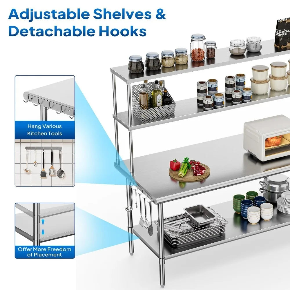 Adjustable Shelf Stainless Steel Table