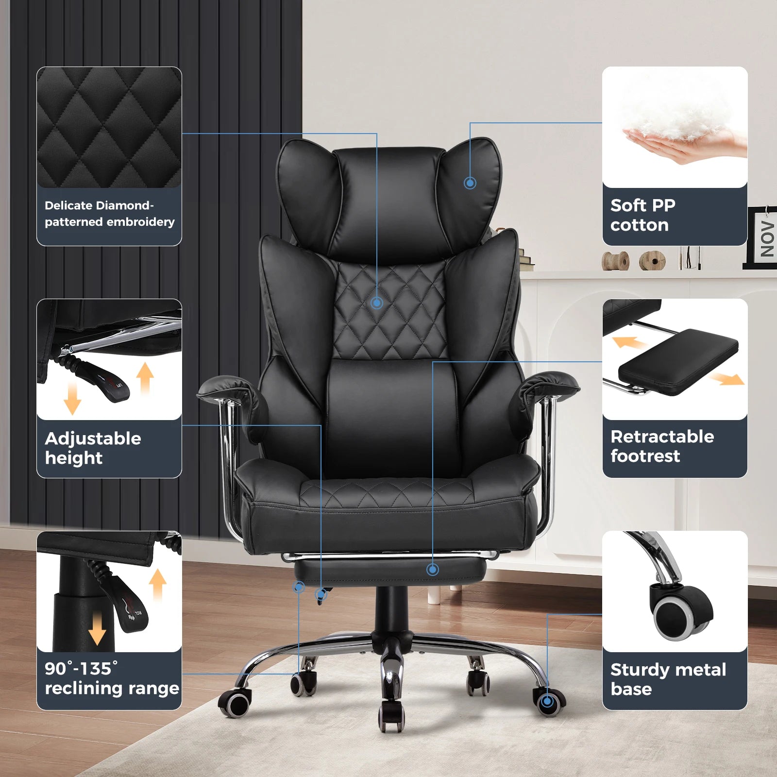 Big and Tall Gaming Chair with Pocket Spring Lumbar