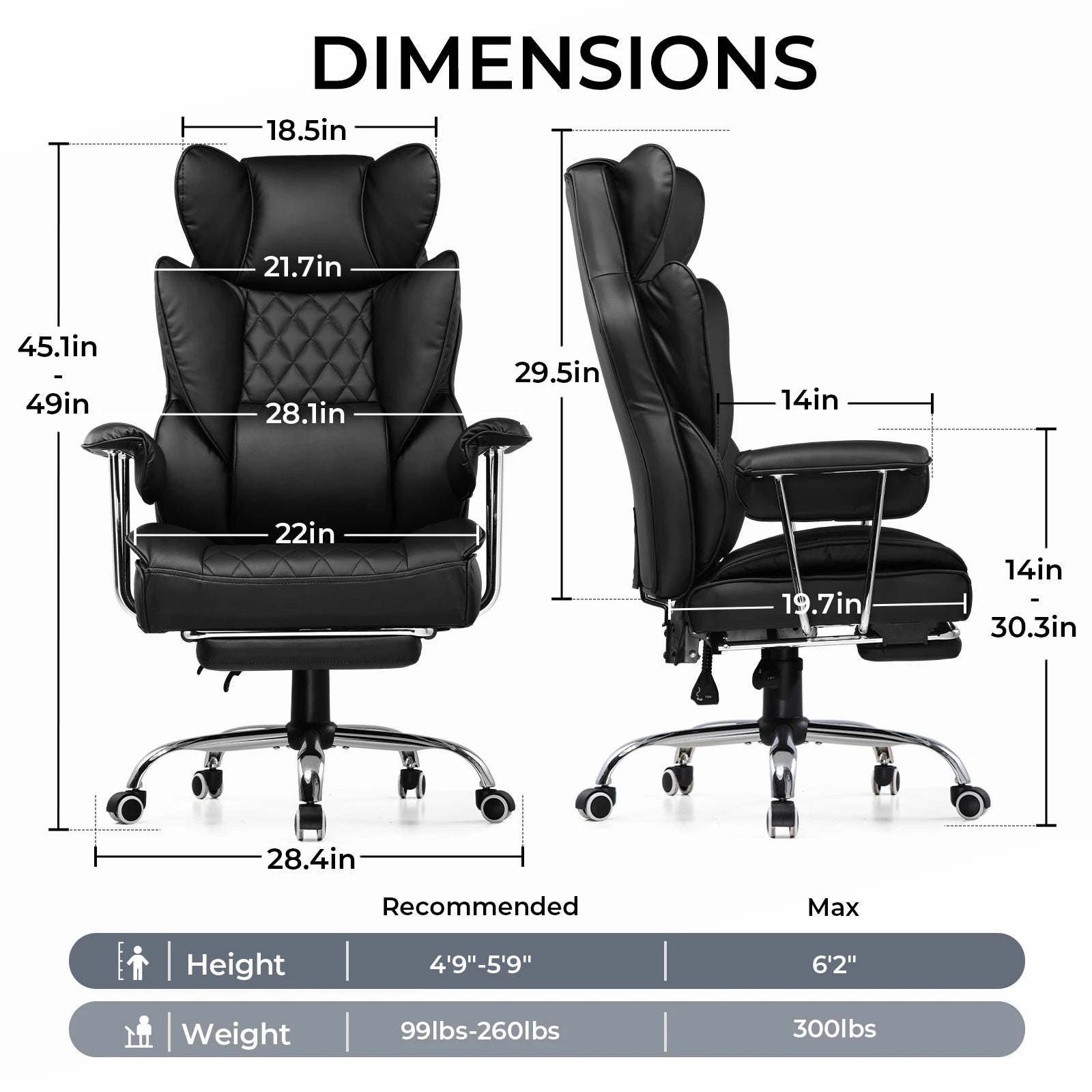 Big and Tall Gaming Chair with Pocket Spring Lumbar