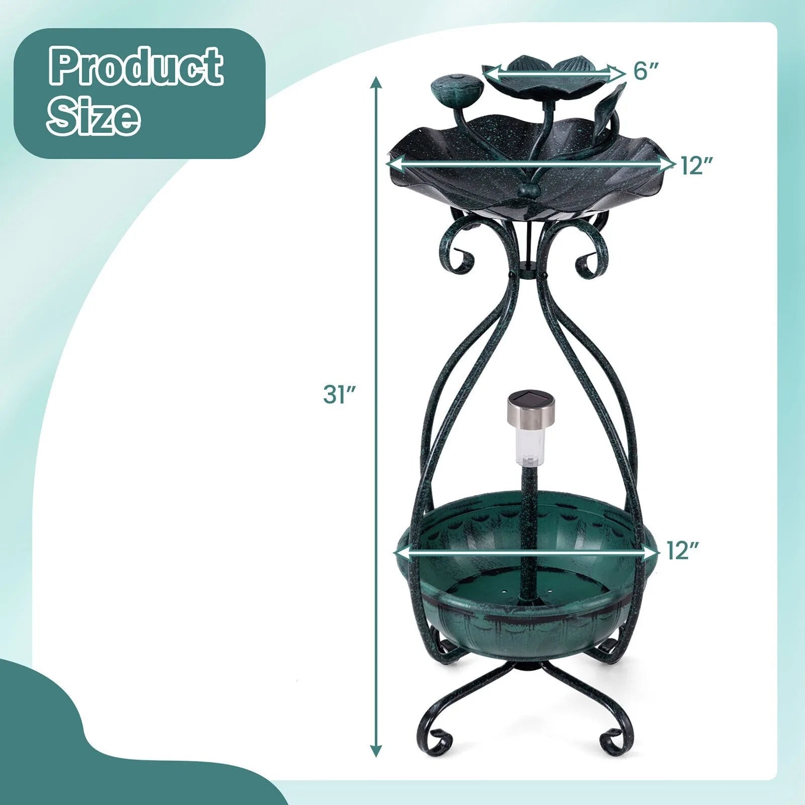 Solar Outdoor Bird Bath & Feeder Combo