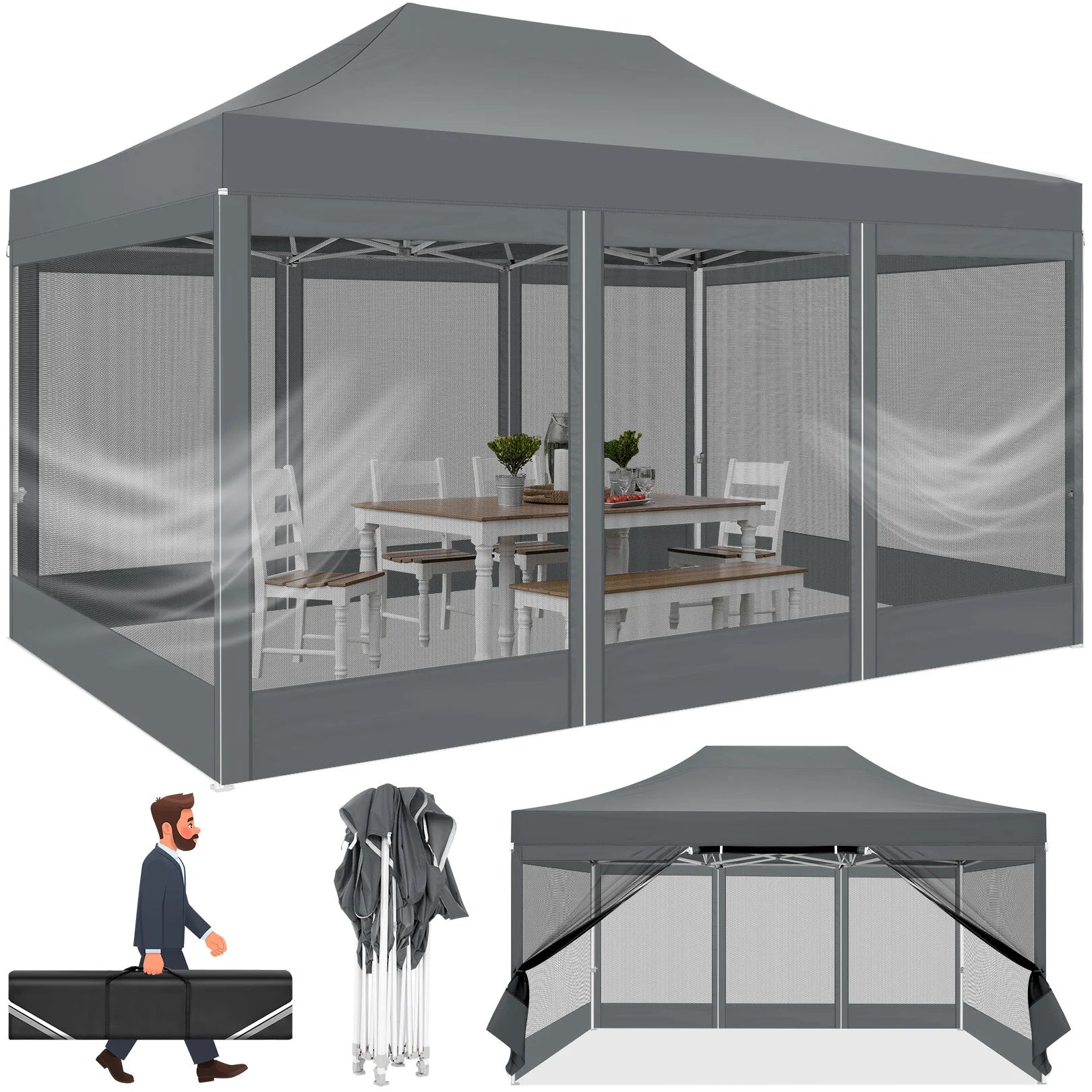 10x15 FT Heavy Duty Pop Up Canopy