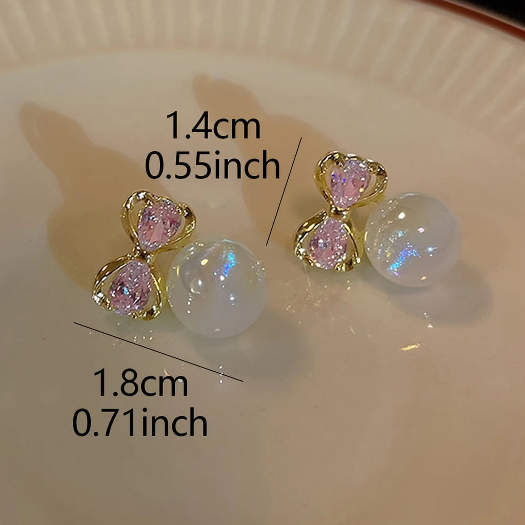 Elegant Bowknot Pearl Stud Earrings