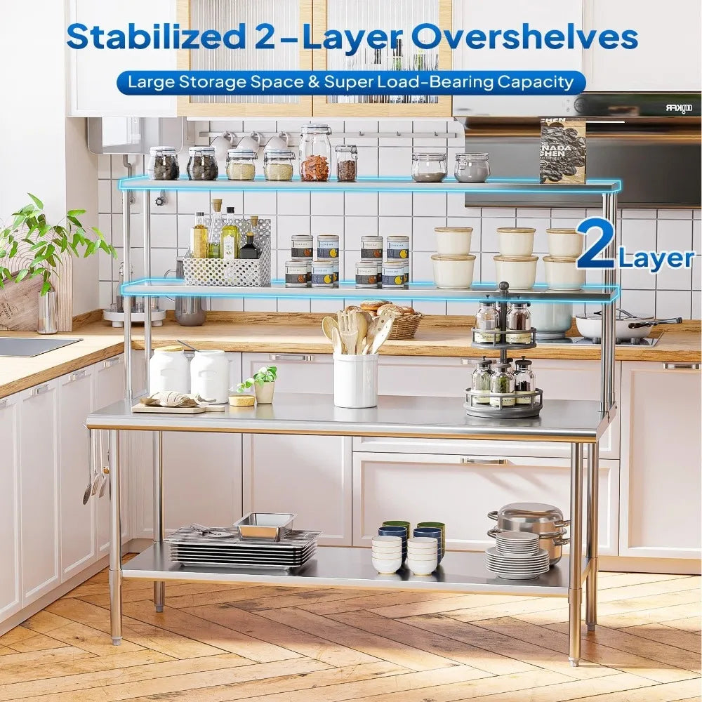 Adjustable Shelf Stainless Steel Table