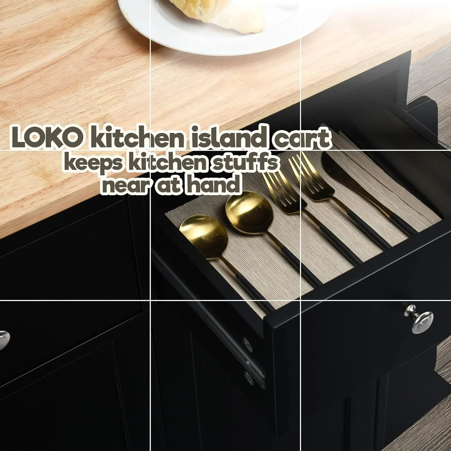 Kitchen Island, Rolling Kitchen Storage Cart