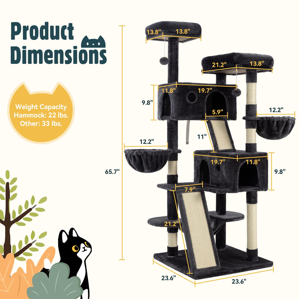 65in Multi-Level Large Cat Tree Tower