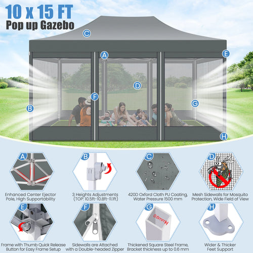 10x15 FT Heavy Duty Pop Up Canopy