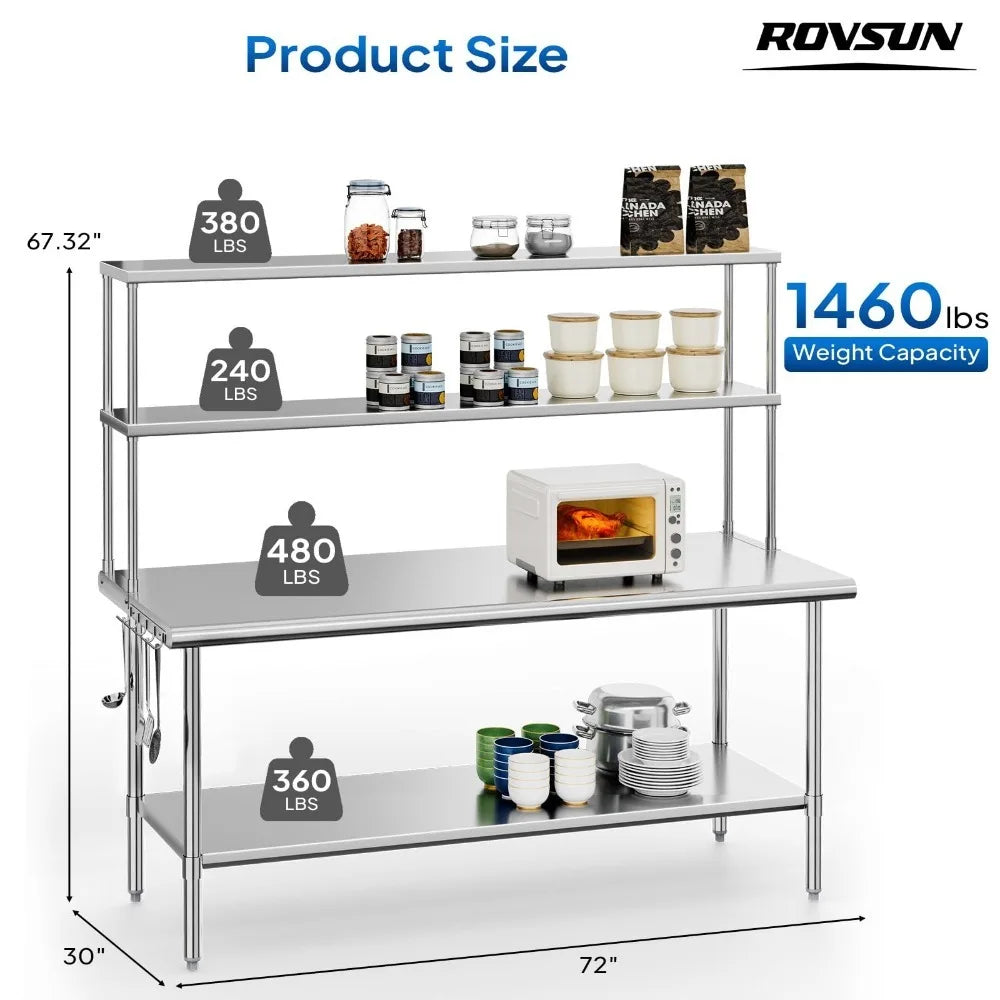 Adjustable Shelf Stainless Steel Table