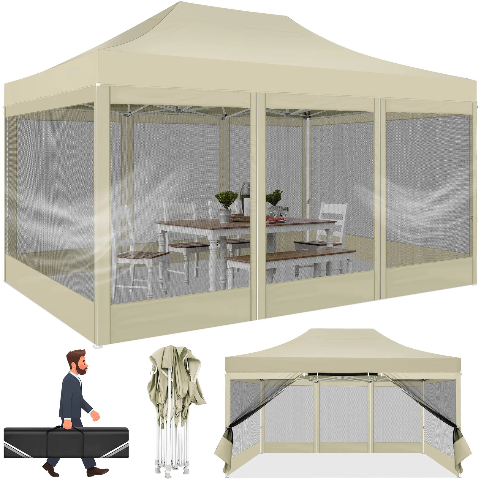 10x15 FT Heavy Duty Pop Up Canopy