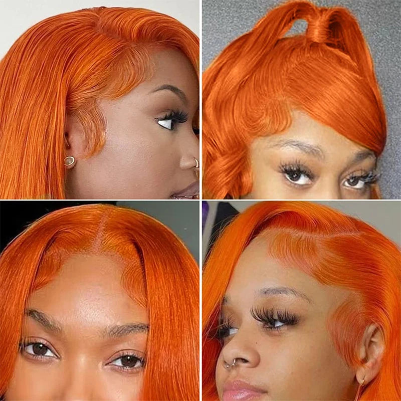 30 Inch Straight Orange Ginger Lace Front Wigs