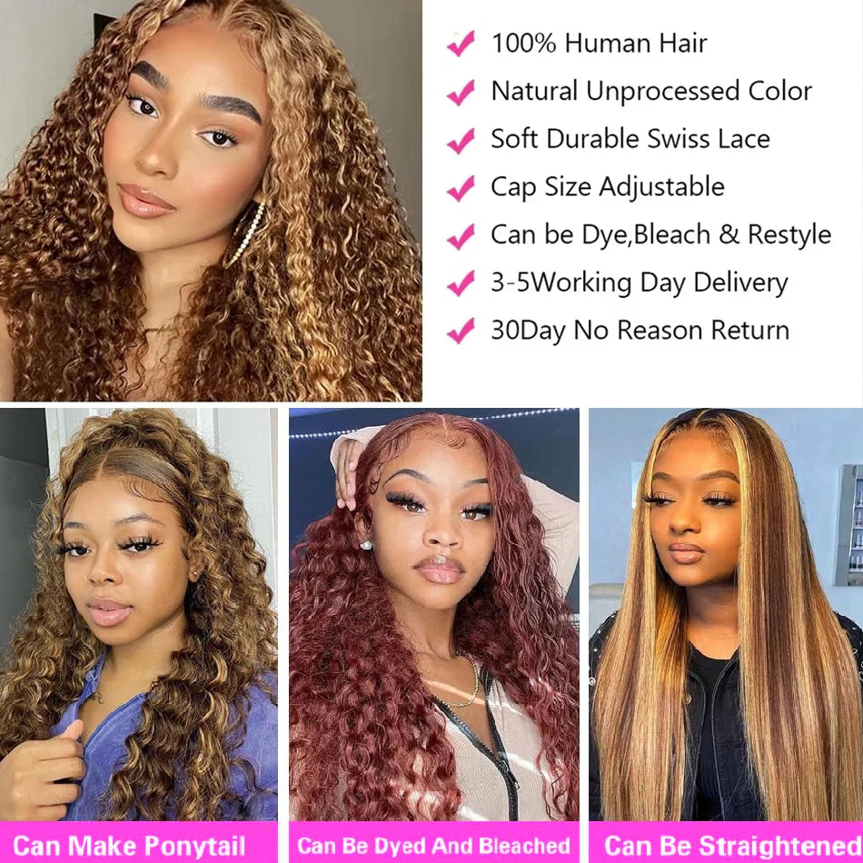 Highlight Wig Human Hair Ombre  Lace Wig 13x6