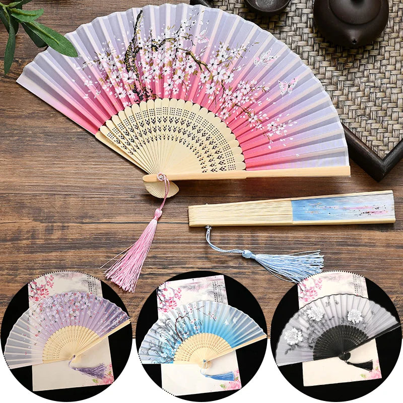 Vintage Style Silk Chinese Folding Fan
