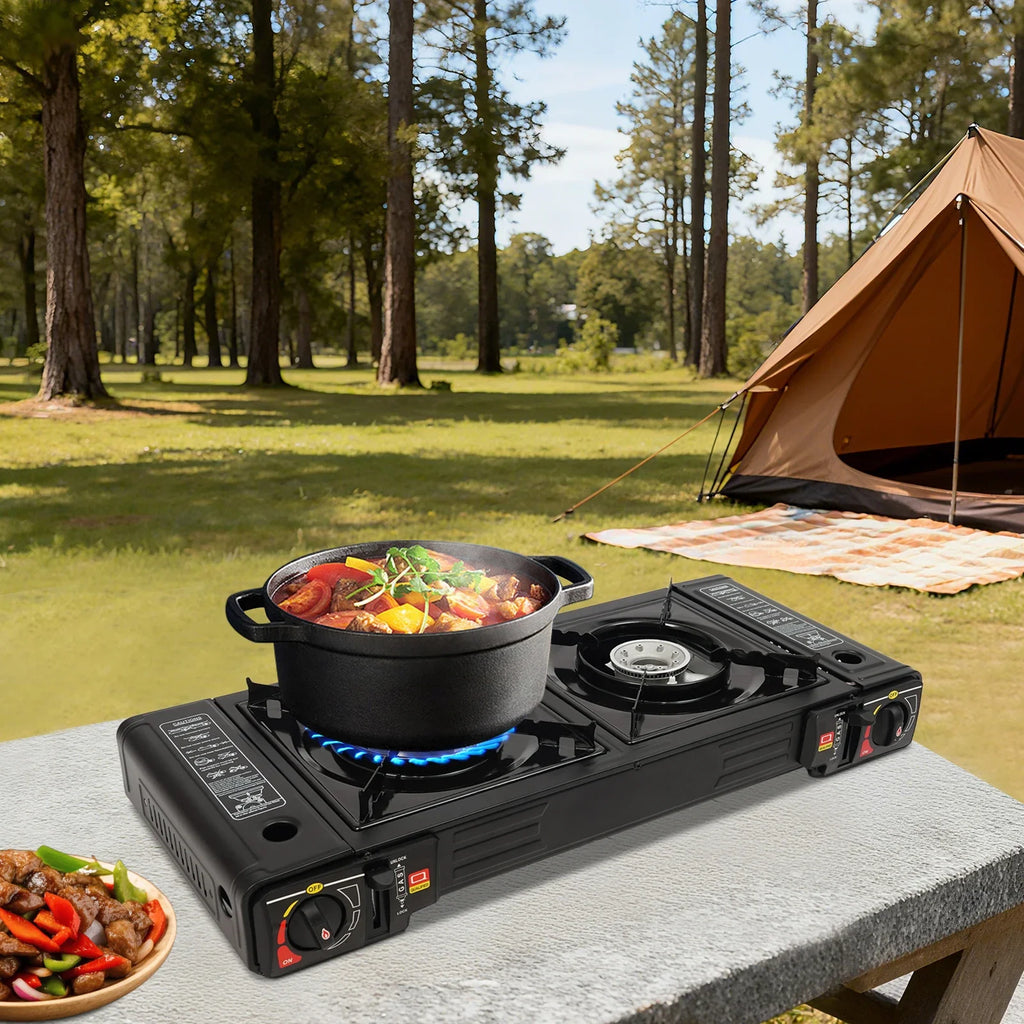 Portable Dual-Burner Camping Stove