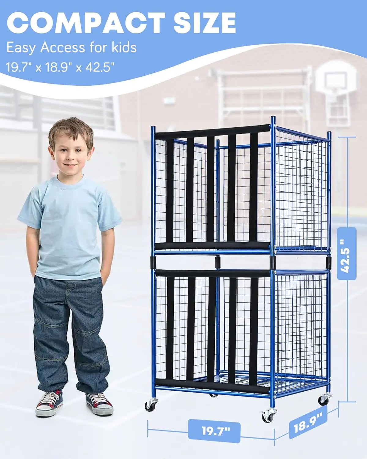 Rolling Sports Ball Storage Cart with Lockable Locker