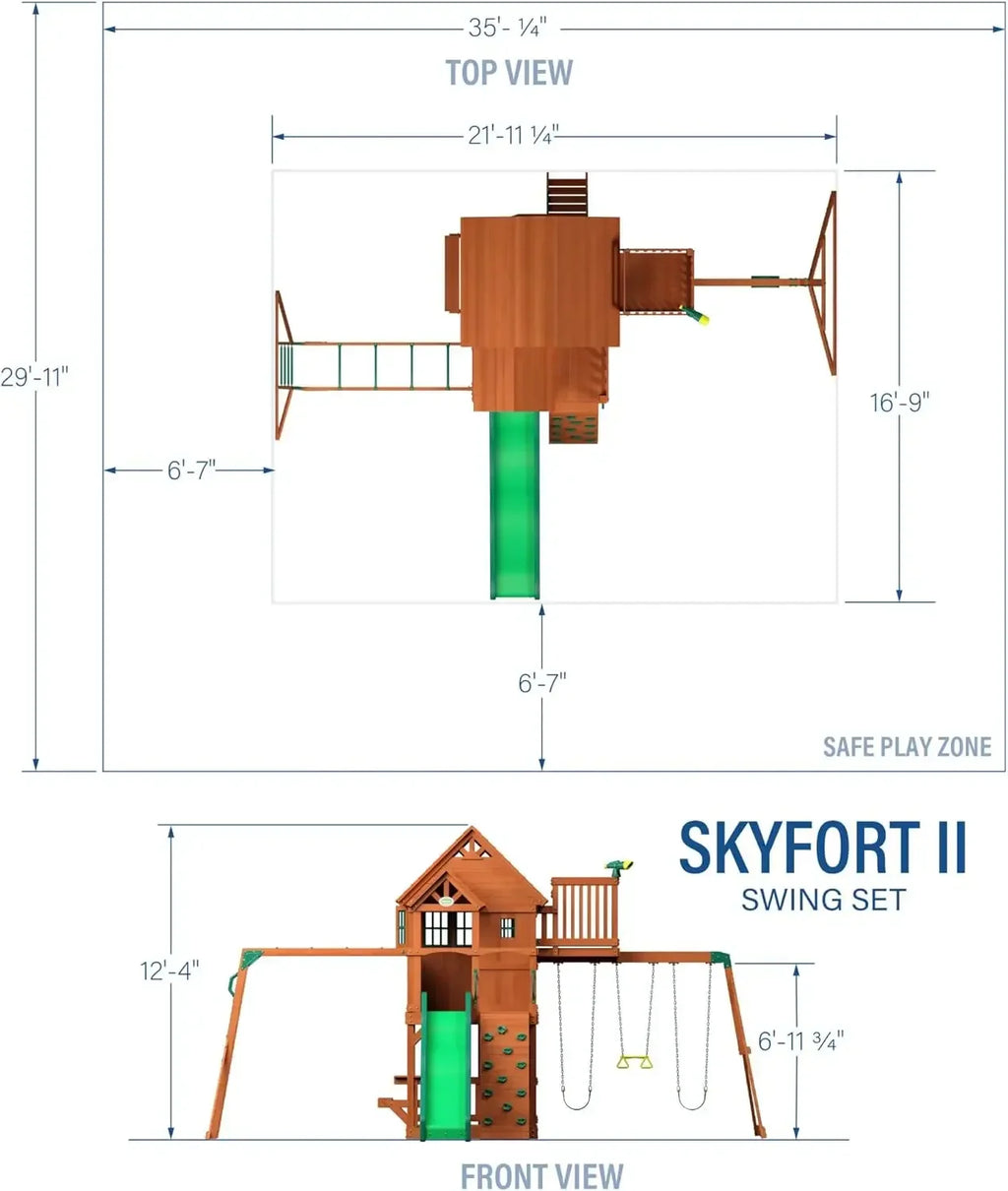 II Cedar Wood Swing Set with Wave Slide