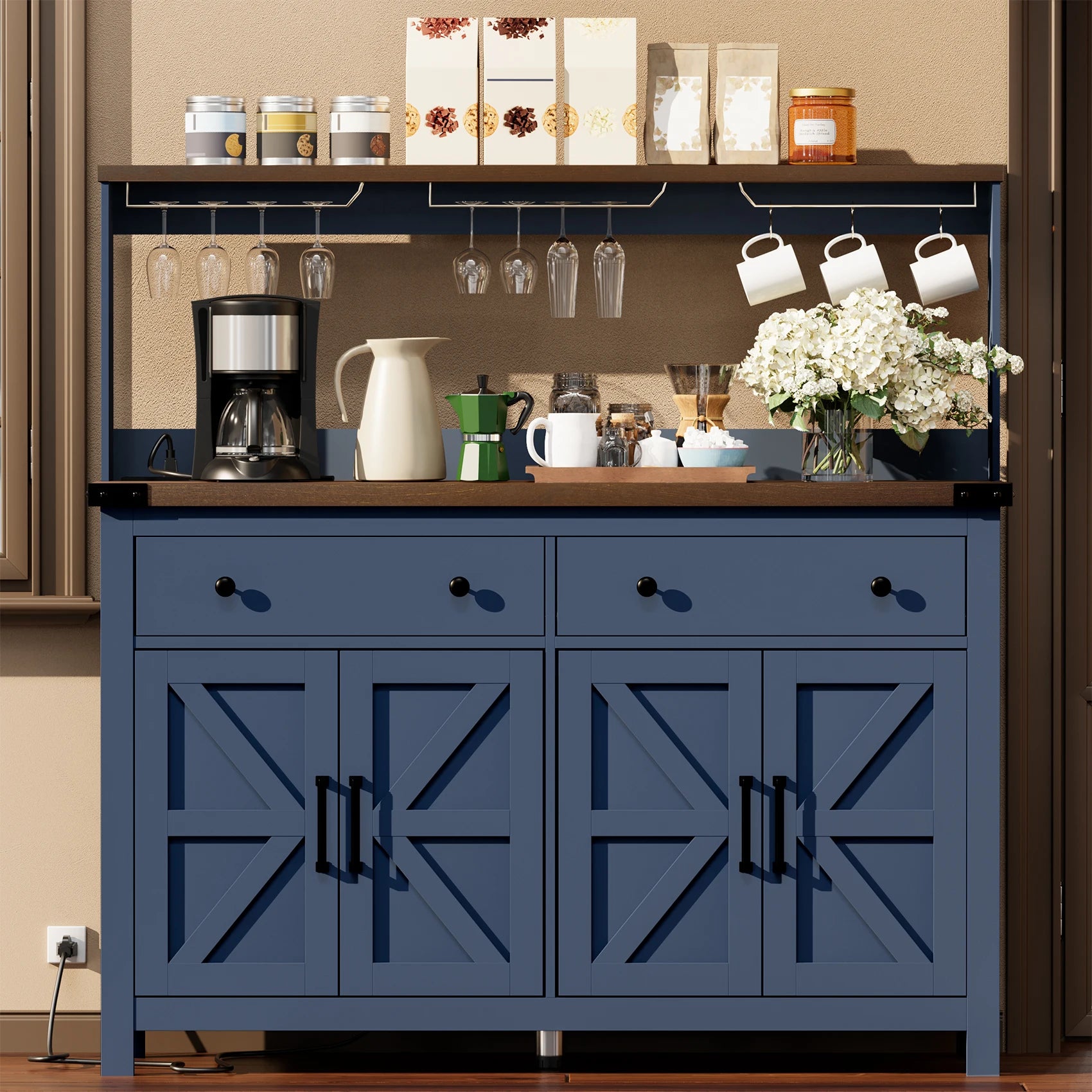 Cabinet Buffet with Drawers, and Charging Station