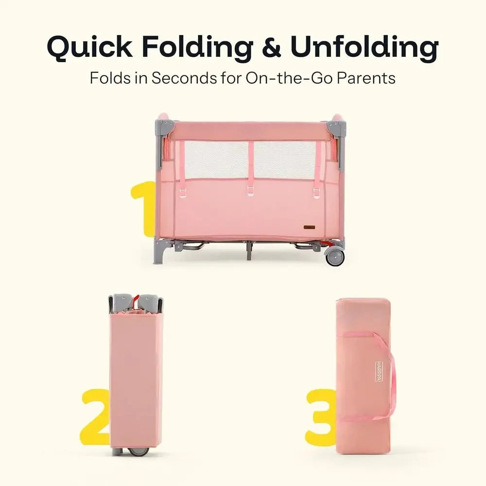 Portable 6-in-1 Baby Play Yard With Crib