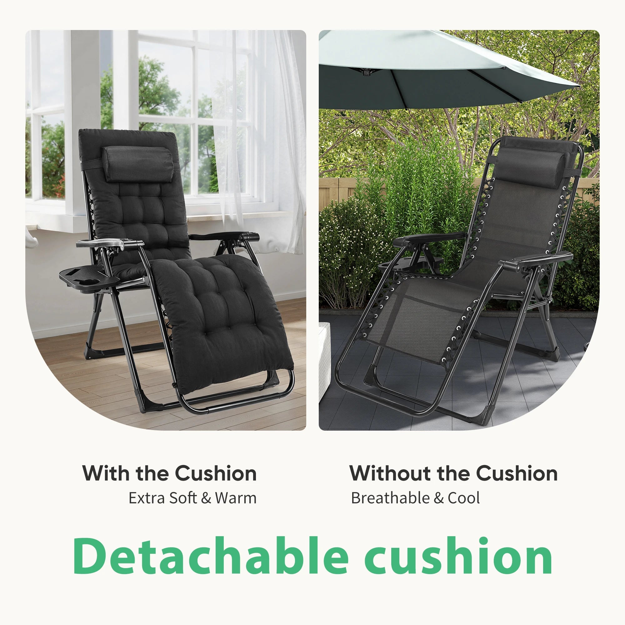 Gravity Recliner Camping Patio Lounge Chair