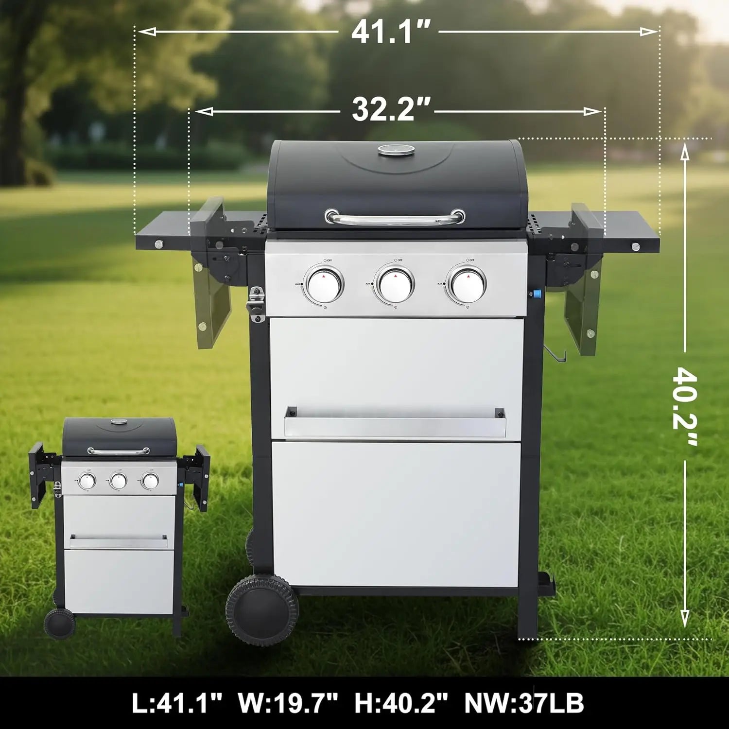 Stainless Steel 3-Burner Propane Gas Grill