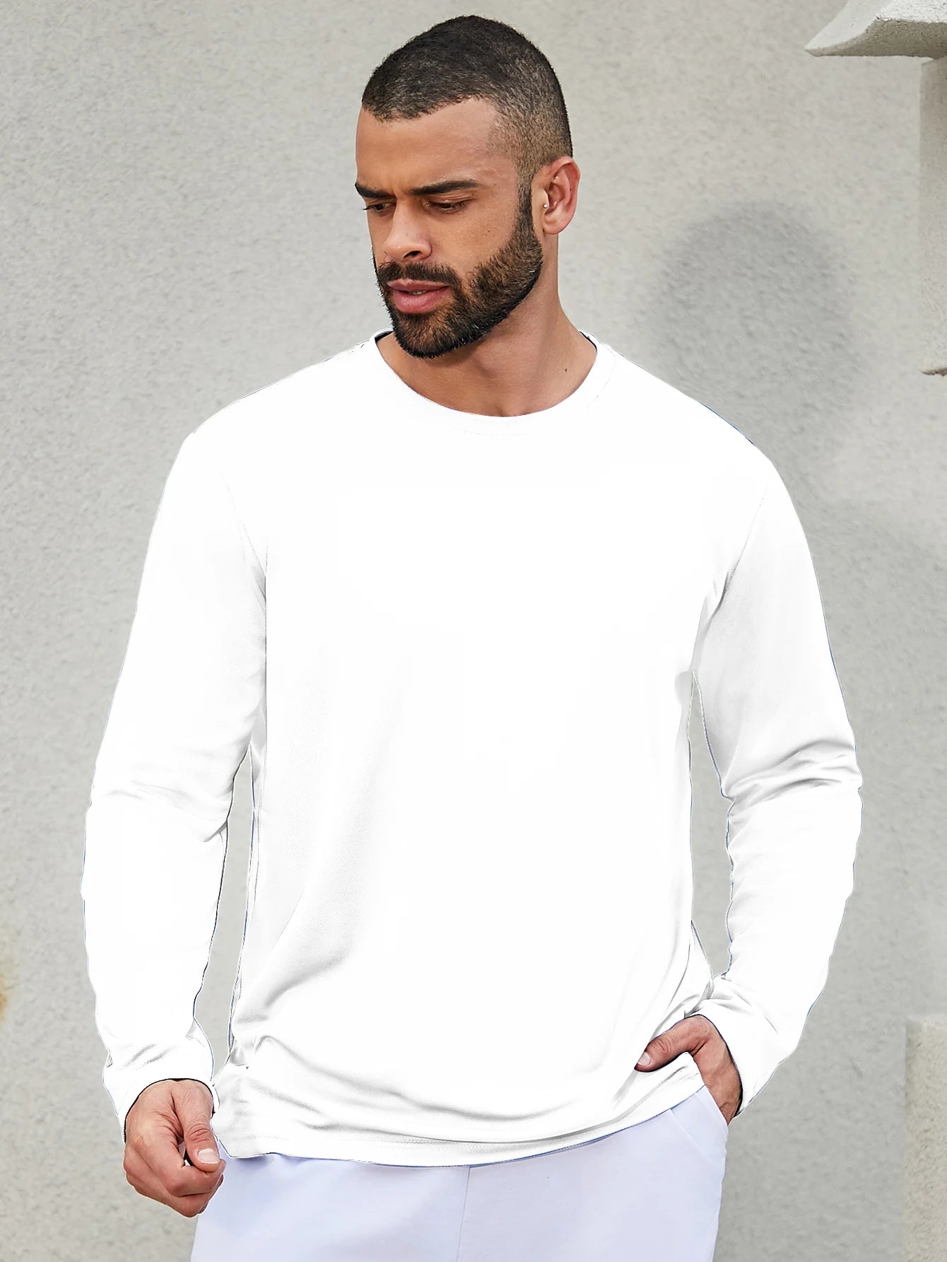5-piece men's running speed dry long sleeved T-shirt suitable for sports fishing and sun protection clothing