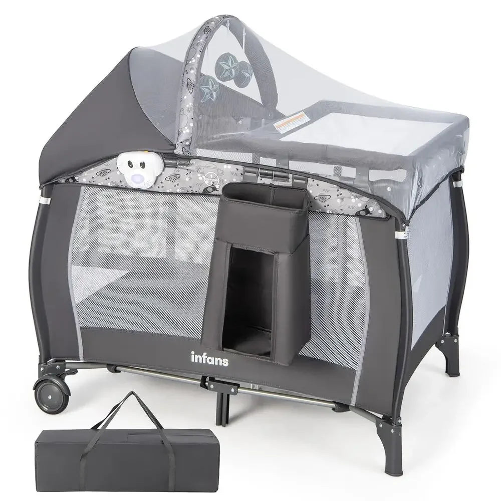 All-in-One Portable Baby Play Yard with Bassinet