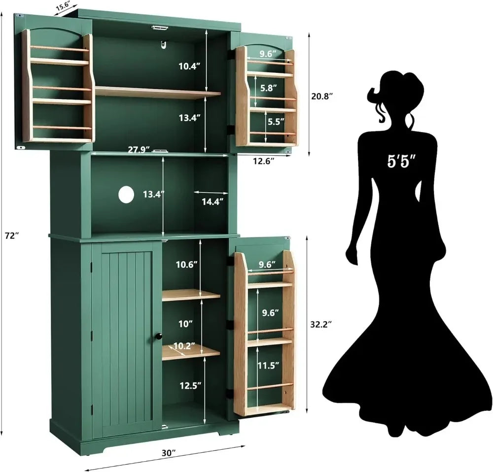 72" Freestanding Kitchen Pantry Cabinet