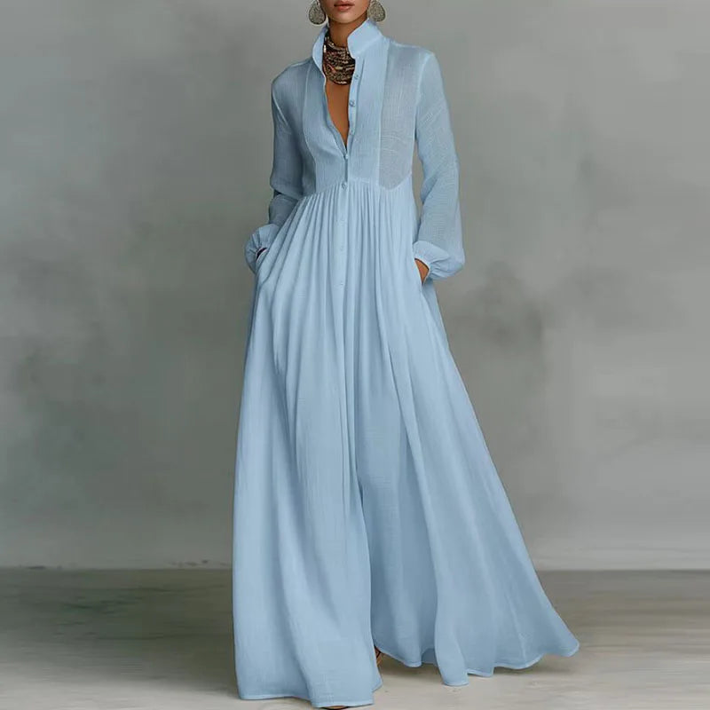 French Elegant High Waist Swing Long Dress