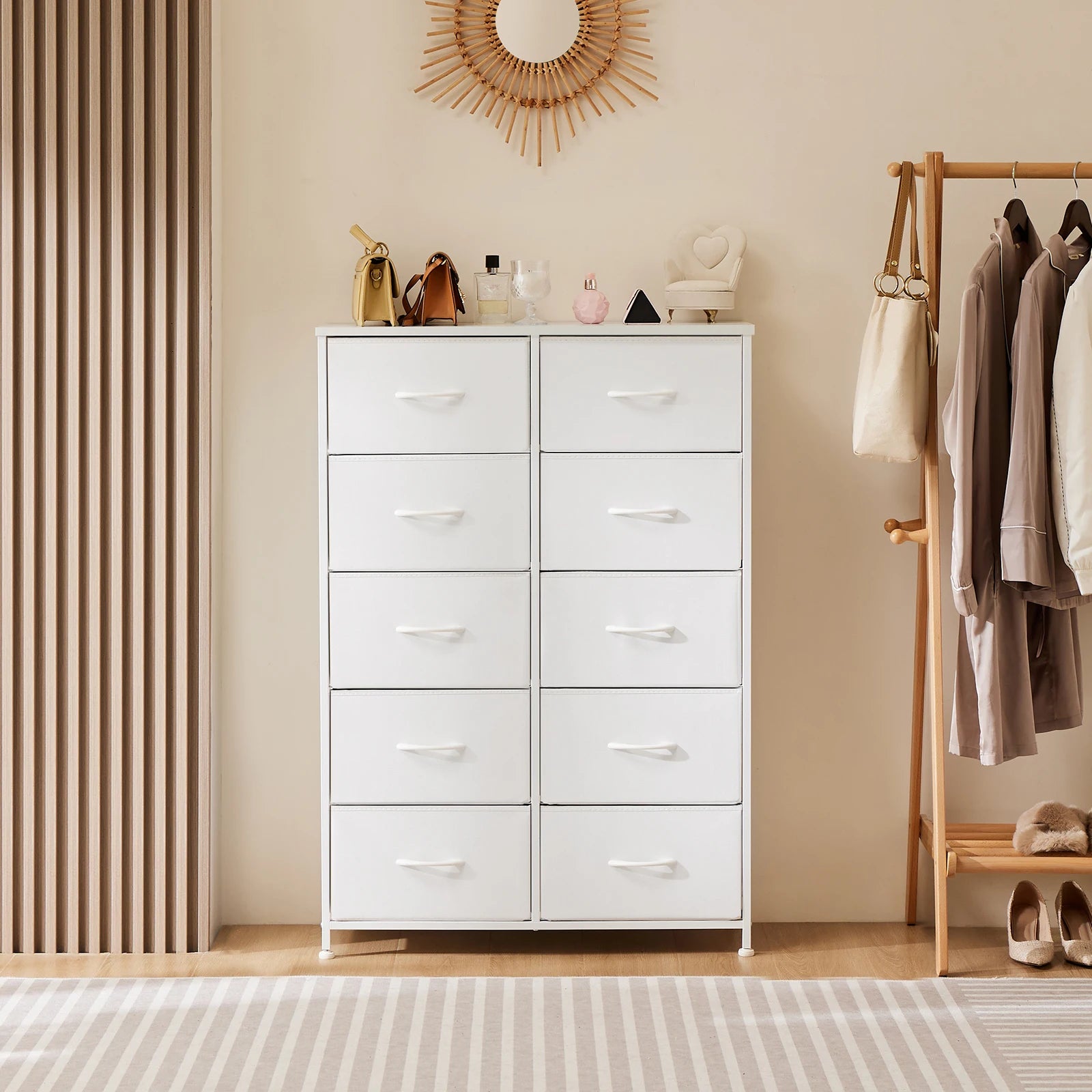 Bedside Table w/ 10  Drawers Wardrobe