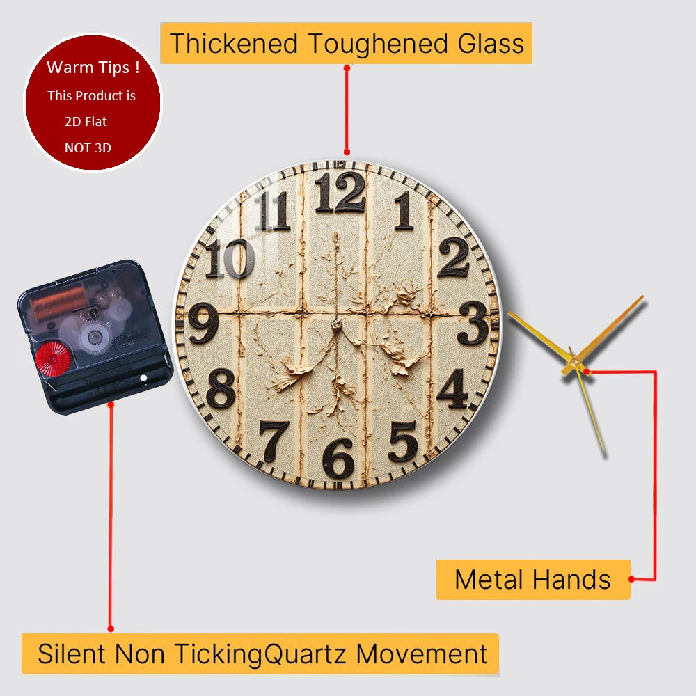 Tempered Glass Wall Clock Vintage