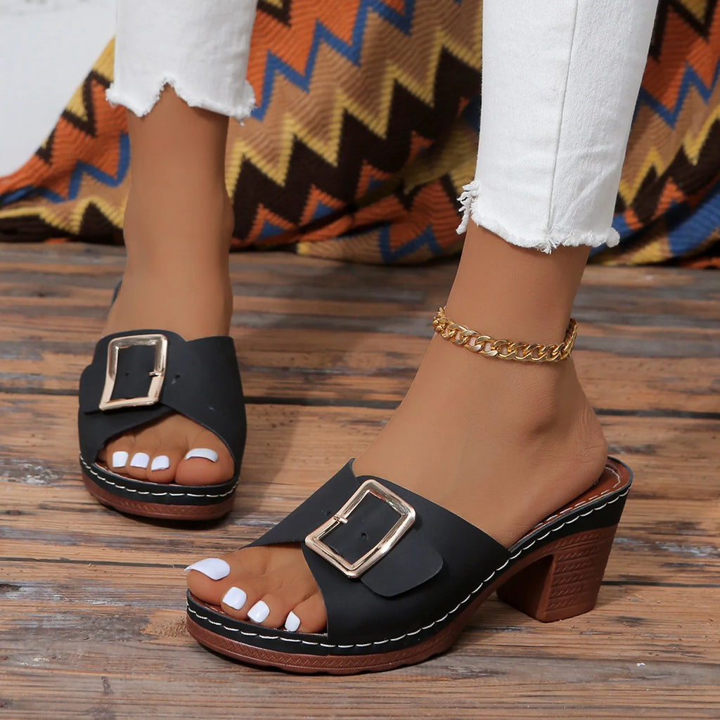 Square Heel Toe Sandals