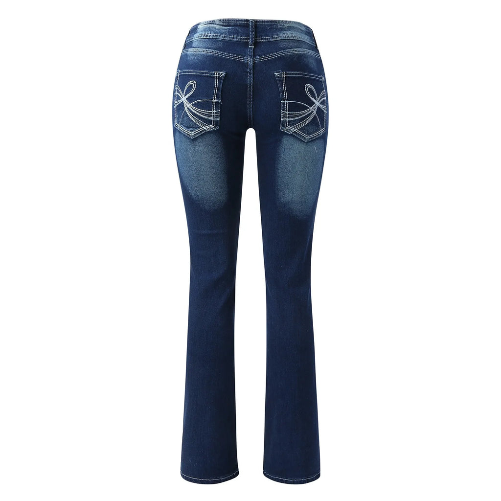 Mid Waisted Straight Leg Jeans
