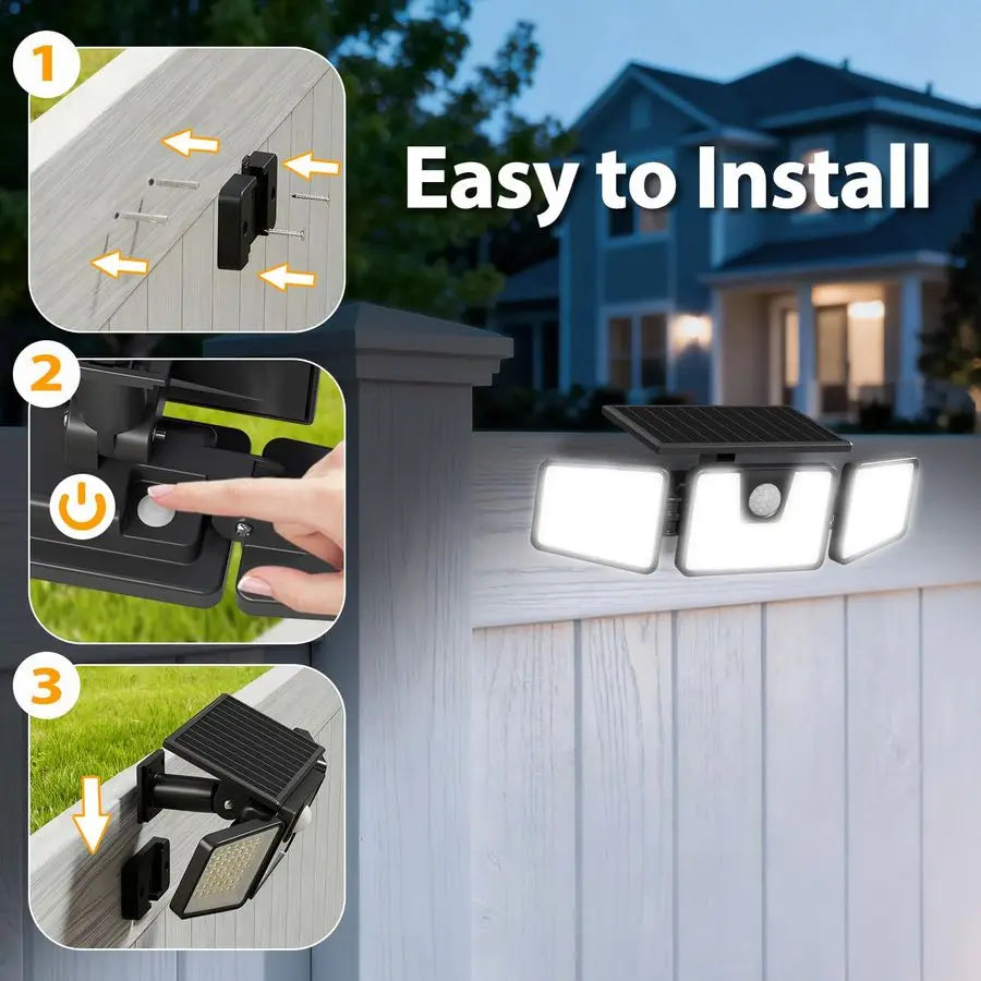 3 Heads Security Lights Solar Powered