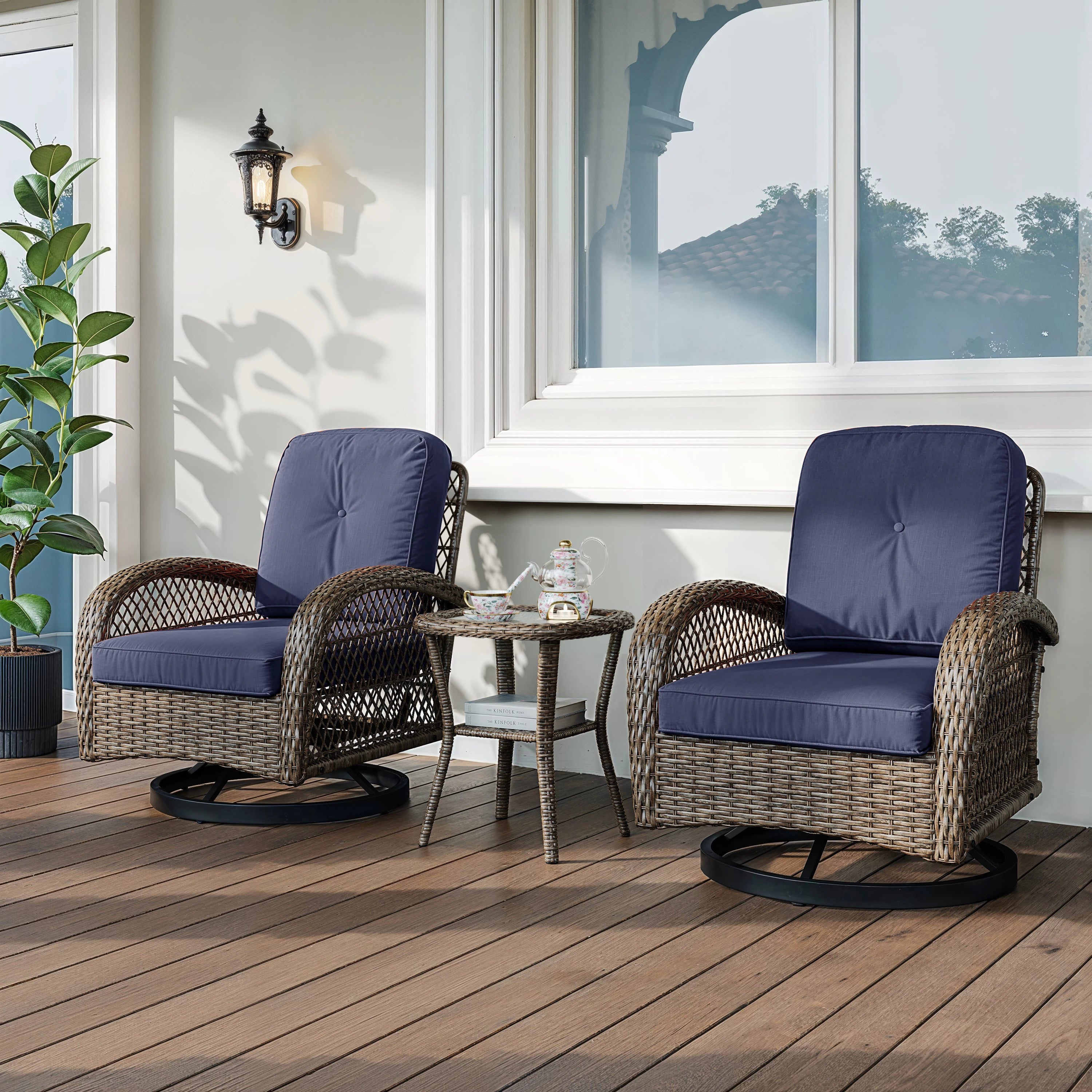 Bistro Set. Rotating Rocking Chair Set