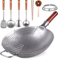 Carbon Steel Wok Pan Set with 8 Accessories
