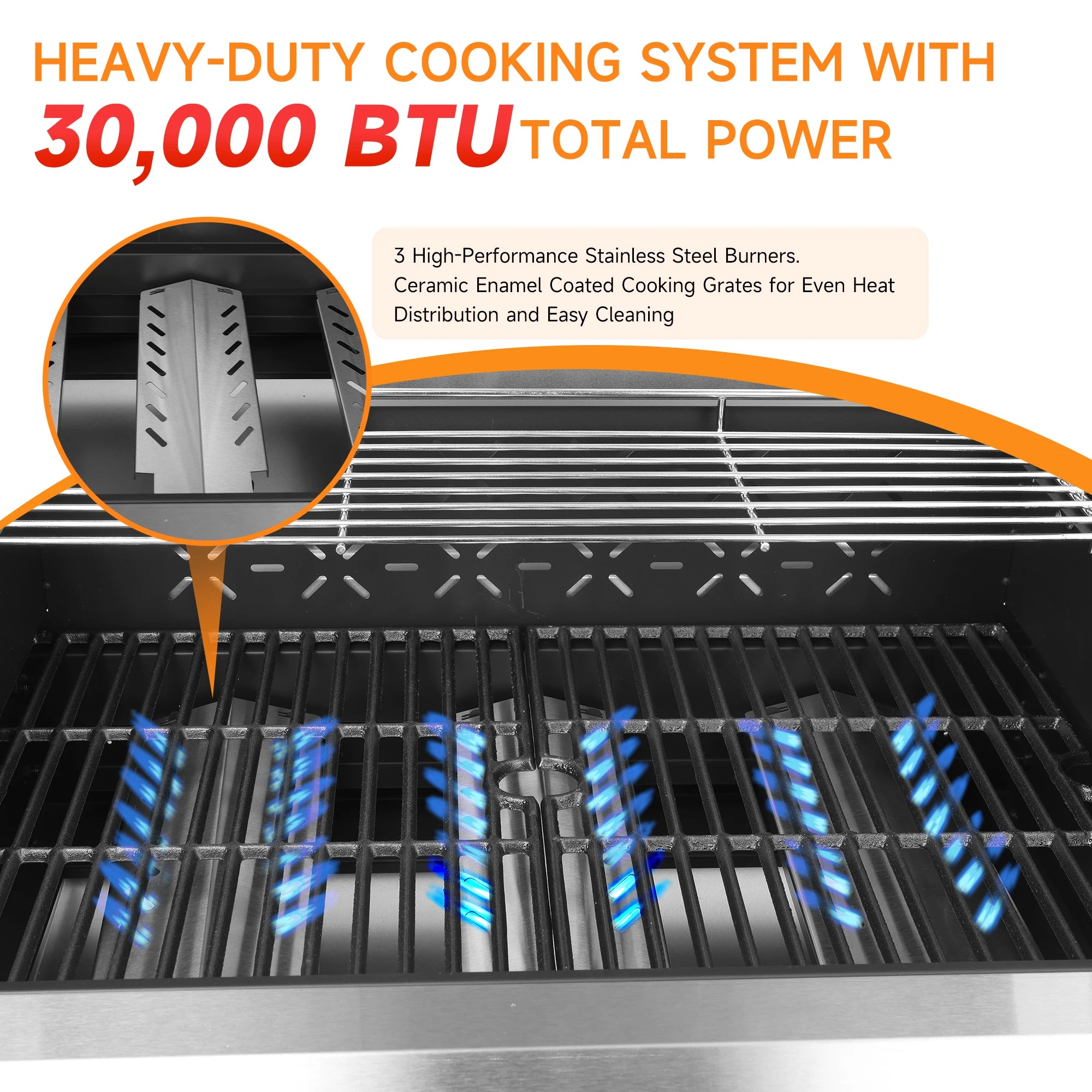 3-Burner Propane Gas Grill with Warming Rack,