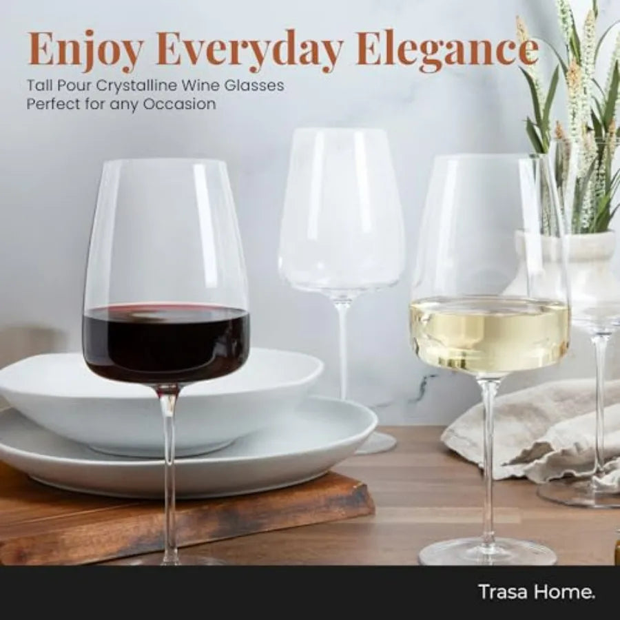 Large Bowl Stemware for Red/ White Wines Set of Four