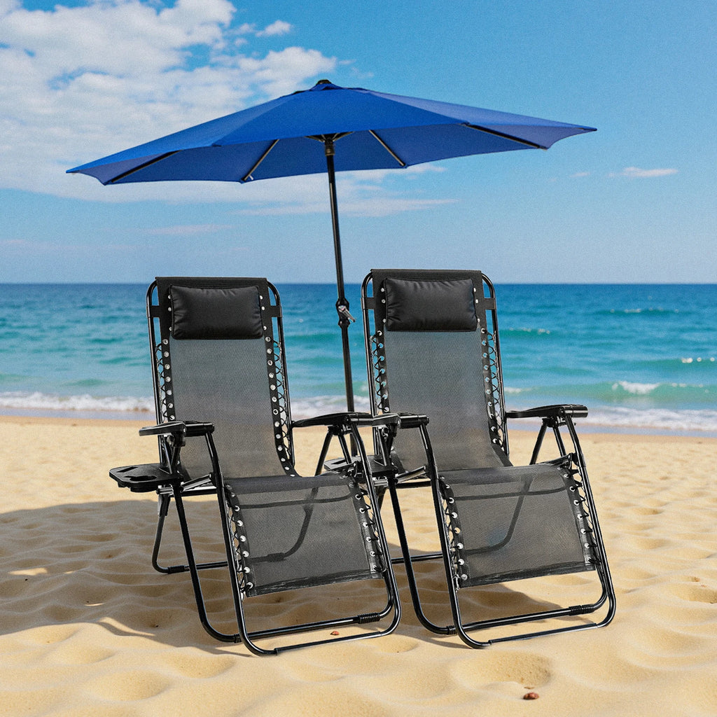 Set of 2 Portable Recliner Camping Lounge Chair