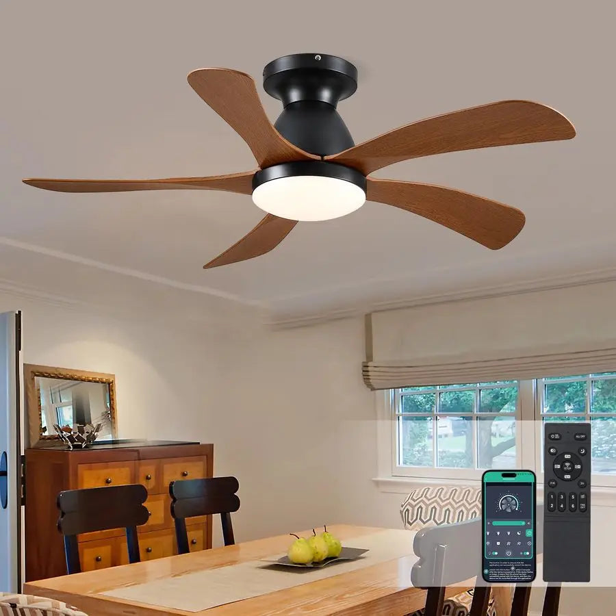 42 Inch Low profile Ceiling Fans with Lights and Remote,