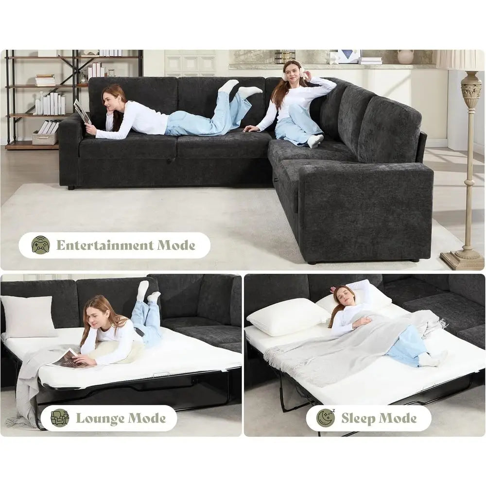 Extra-Large Convertible Sofa Bed  3-Way L-Shaped