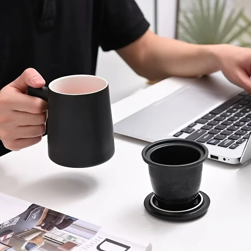 Ceramic Mug With Separation Filter & Lid