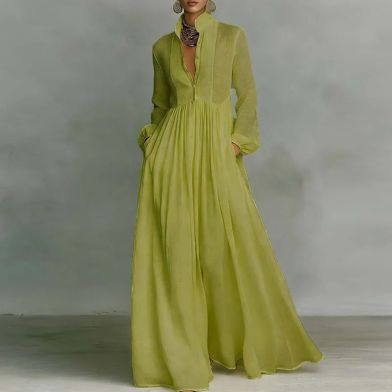 French Elegant High Waist Swing Long Dress