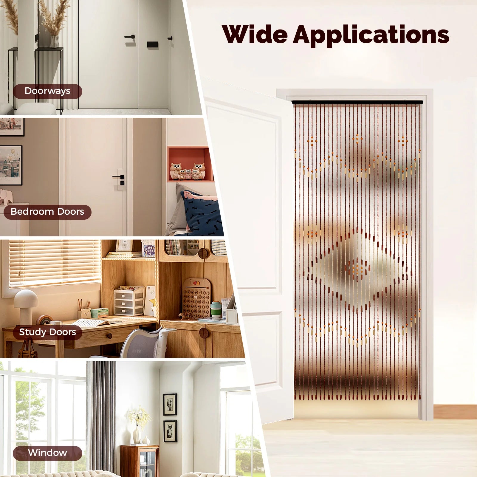 Retro Wooden Bead Curtain