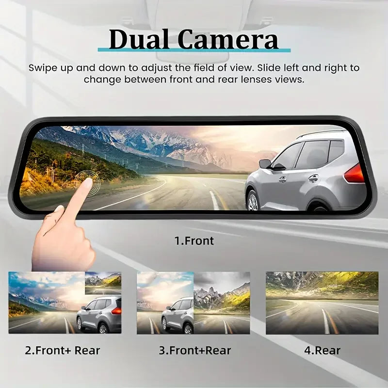 Touch Screen Mirror Dash Cam Front & Rear
