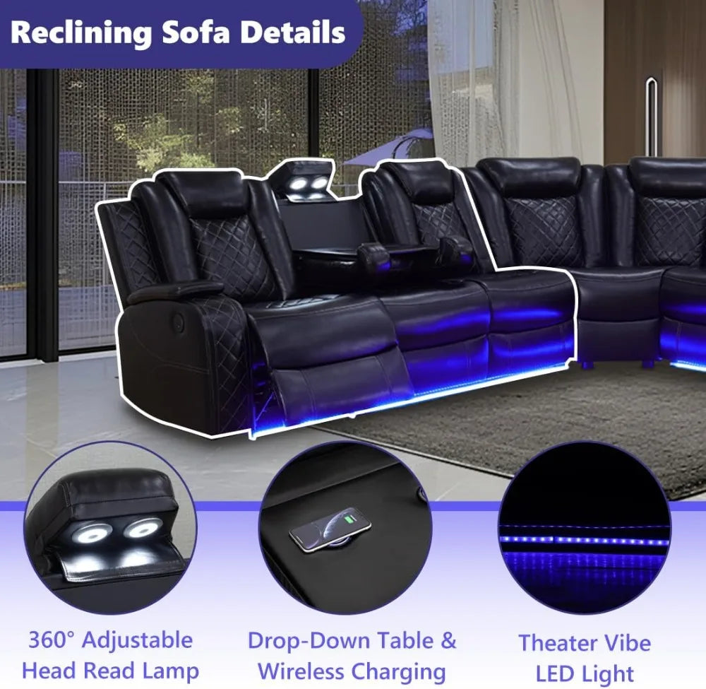 Modern L-Shaped Power Recliner Sofa Set