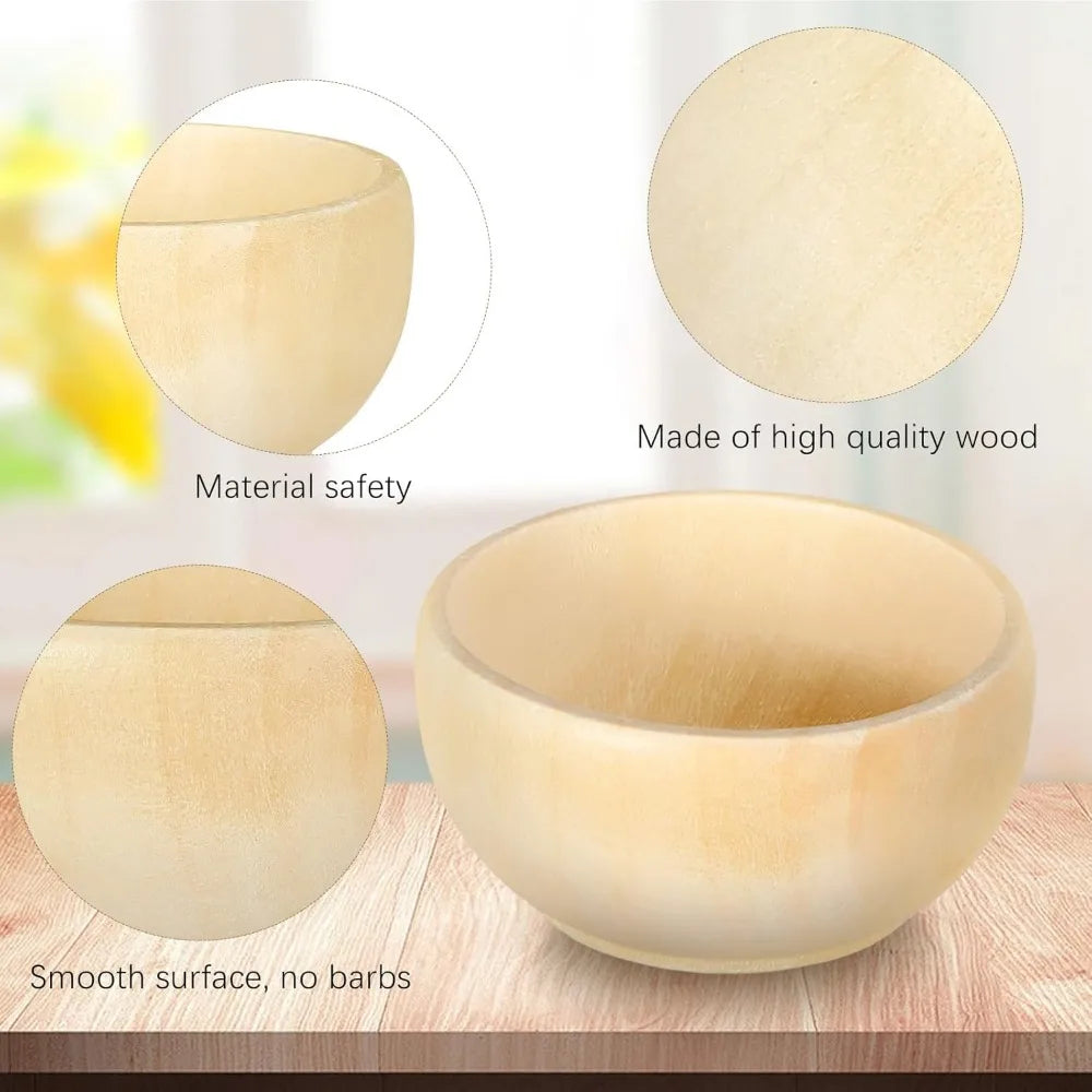 40 Pcs Unfinished Wooden Mini Bowls, 1.5 oz