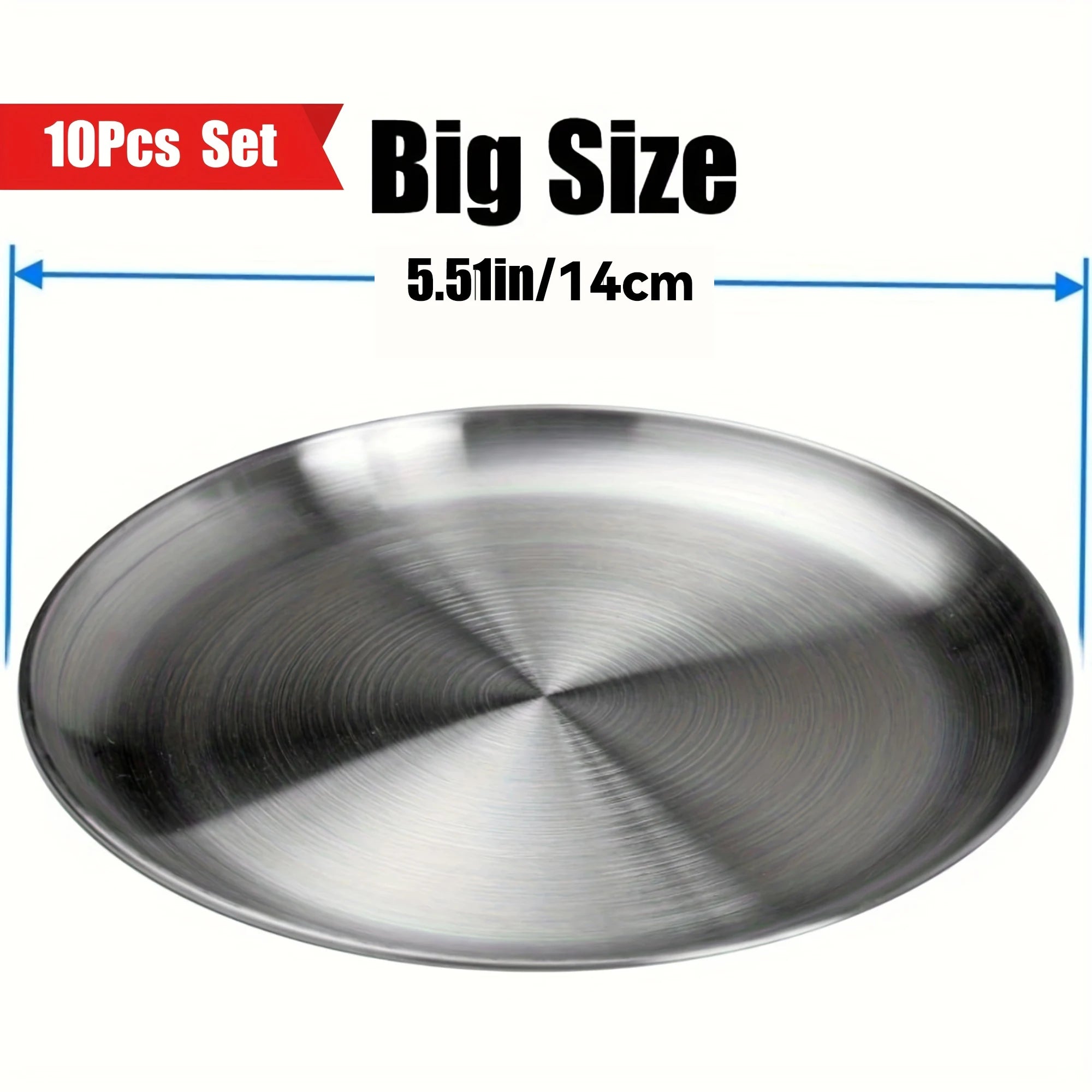 10pcs -  Stainless Steel Dinner Plates