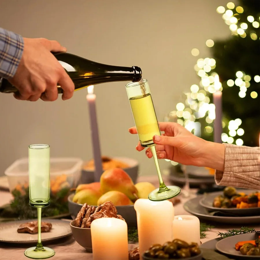 Green Champagne Glasses